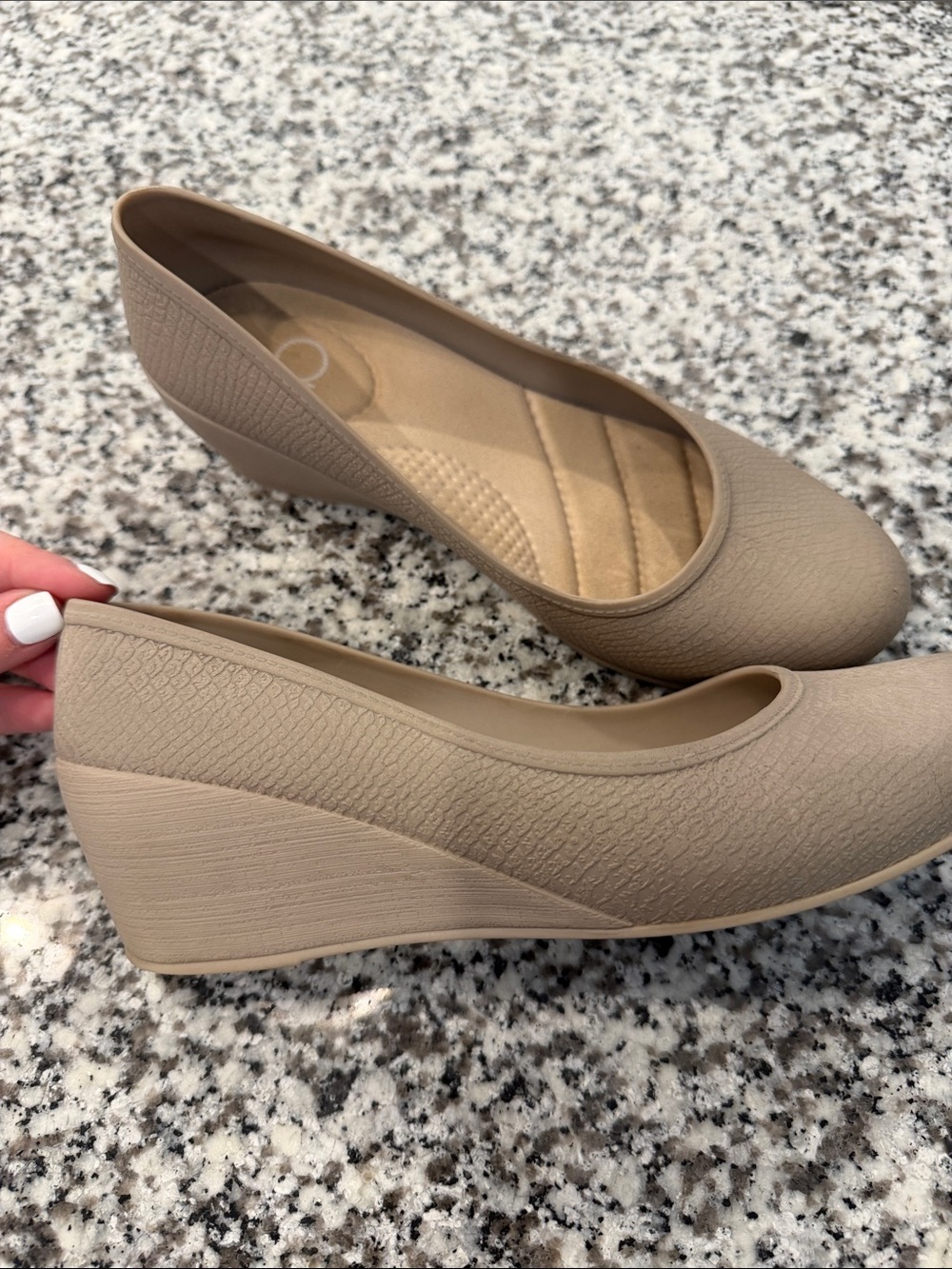 Boaonda Neutral Taupe Wedge Pumps for Women